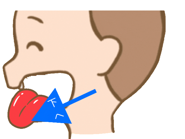 舌を出した状態から、勢いよく口の奥に舌を入れる